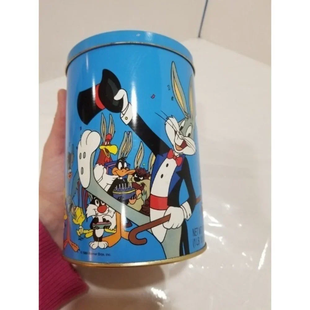 1989 Warner Bros Vintage Loony Tunes Happy Birthday‎ Bugs Blue Tin